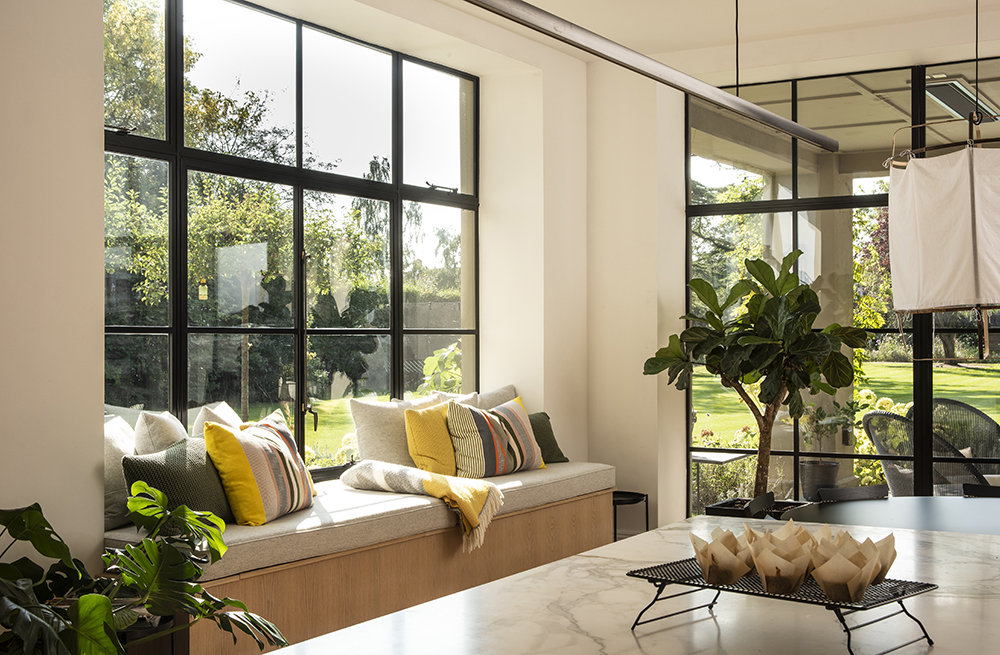 Window seats, kitchen, new build home